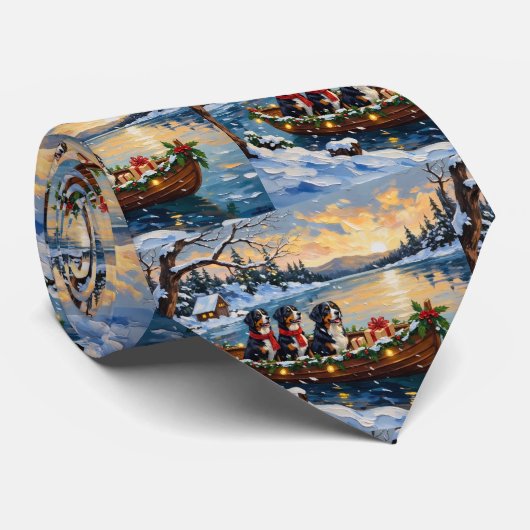 Bernese Berghond Kerstboot Vakantie Stropdas (Opgerold)
