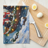 Bernese Berghond Kerstboot Vakantie Theedoek (Quarter Fold)