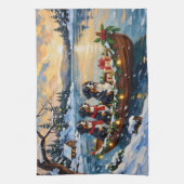Bernese Berghond Kerstboot Vakantie Theedoek (Verticaal)