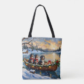 Bernese Berghond Kerstboot Vakantie Tote Bag (Achterkant)
