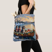 Bernese Berghond Kerstboot Vakantie Tote Bag (Dichtbij)