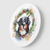 Bernese Berghond Kerstkrans Feestelijke Pup Grote Klok (Hoek)