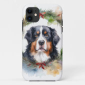 Bernese Berghond Kerstkrans Vrolijke Pup Case-Mate iPhone Case (Achterkant)