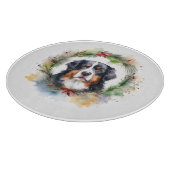 Bernese Berghond Kerstkrans Vrolijke Pup Snijplank (Hoek)