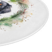 Bernese Berghond Kerstkrans Vrolijke Pup Snijplank (Hoek)