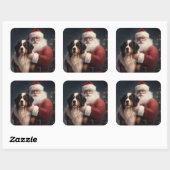 Bernese Berghond Kerstman Festive Kerstmis Vierkante Sticker (Vel)