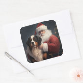 Bernese Berghond Kerstman Festive Kerstmis Vierkante Sticker (Envelop)