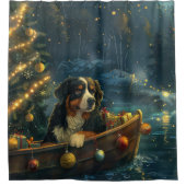 Bernese Berghond Kerstmis Festivale Reis Douchegordijn (Voorkant)