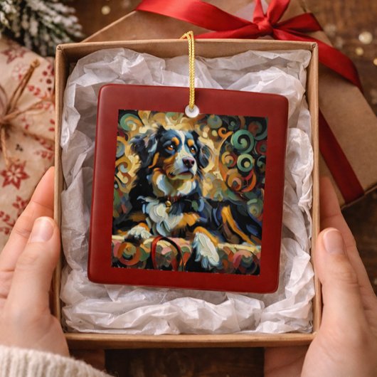 Bernese Berghond Kerstmis Keramisch Ornament