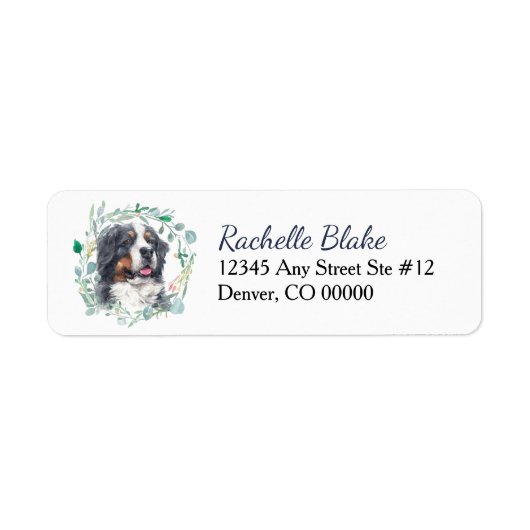Bernese Berghond Krans Retouradres Etiket (Voorkant)