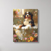 Bernese Berghond Kunst | Bernese in badkuip Canvas Afdruk (Voorkant)