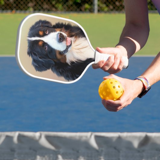 Bernese berghond kunst pickleball paddle (Insitu)
