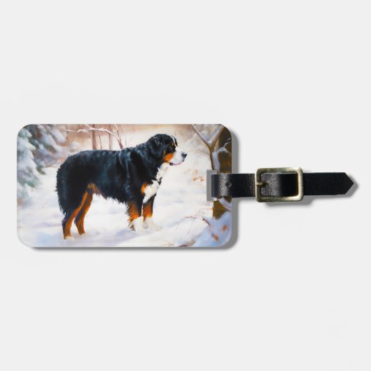 Bernese Berghond Laat het Sneeuwen Kerstmis Bagagelabel (Voorkant horizontaal)