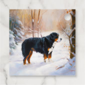 Bernese Berghond Laat het Sneeuwen Kerstmis Bedankjes Labels (Achterkant)