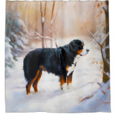 Bernese Berghond Laat het Sneeuwen Kerstmis Douchegordijn (Voorkant)
