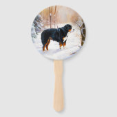 Bernese Berghond Laat het Sneeuwen Kerstmis  Handwaaier (Achterkant)