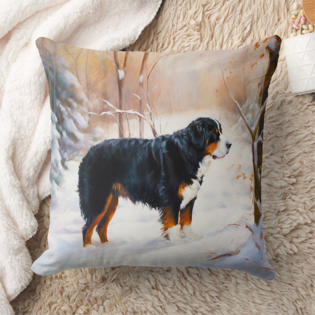Bernese Berghond Laat het Sneeuwen Kerstmis  Kussen (Deken)