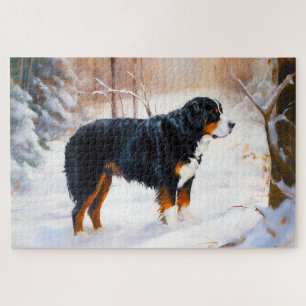 Bernese Berghond Laat het Sneeuwen Kerstmis Legpuzzel