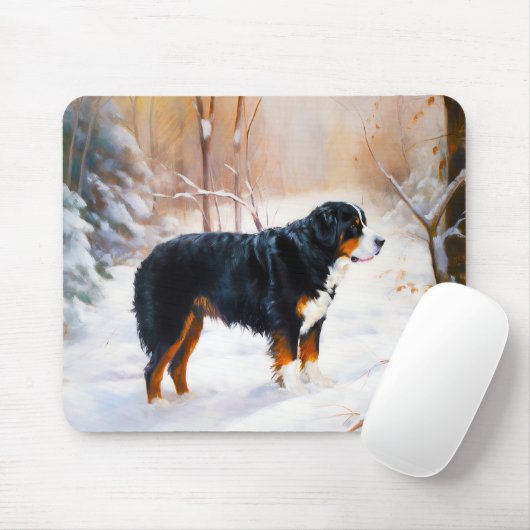 Bernese Berghond Laat het Sneeuwen Kerstmis Muismat (Met muis)