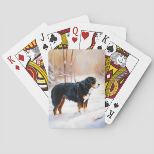 Bernese Berghond Laat het Sneeuwen Kerstmis Pokerkaarten