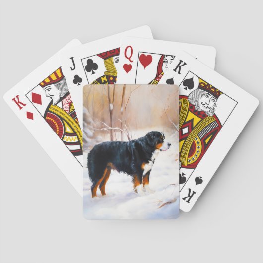 Bernese Berghond Laat het Sneeuwen Kerstmis Pokerkaarten (Achterkant)