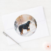Bernese Berghond Laat het Sneeuwen Kerstmis Ronde Sticker (Envelop)