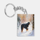 Bernese Berghond Laat het Sneeuwen Kerstmis  Sleutelhanger (Voorkant Links)