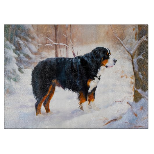 Bernese Berghond Laat het Sneeuwen Kerstmis Snijplank (Voorkant)