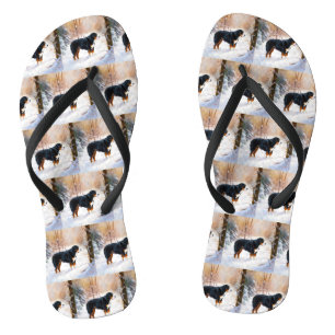 Bernese Berghond Laat het Sneeuwen Kerstmis Teenslippers