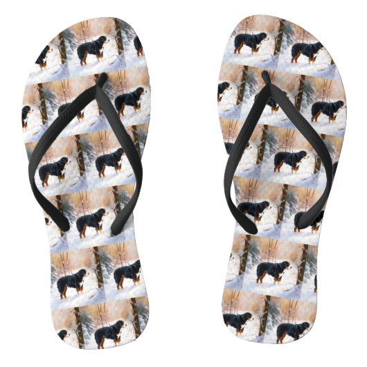 Bernese Berghond Laat het Sneeuwen Kerstmis Teenslippers (Voetbed)