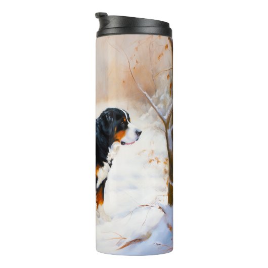 Bernese Berghond Laat het Sneeuwen Kerstmis Thermosbeker (Geroteerd rechts)