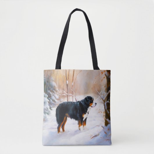 Bernese Berghond Laat het Sneeuwen Kerstmis Tote Bag (Voorkant)