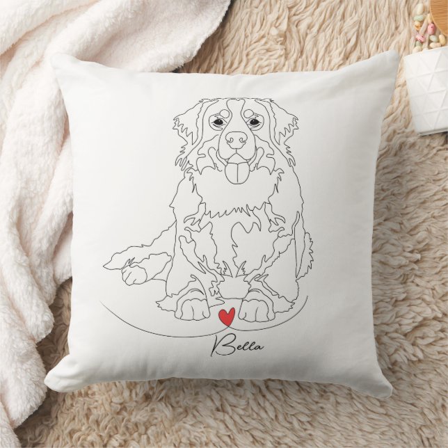 Bernese Berghond met hartlijn kunst Kussen (Deken)