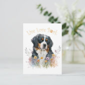 Bernese Berghond Moeder Bloemstuk Briefkaart (Staand voorkant)