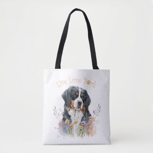 Bernese Berghond Moeder Bloemstuk Tote Bag (Voorkant)