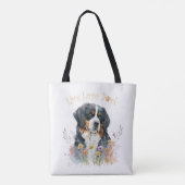 Bernese Berghond Moeder Bloemstuk Tote Bag (Achterkant)