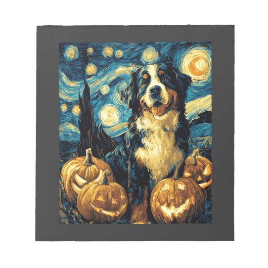 Bernese Berghond Mopshond Halloween Jack O Lantern Notitieblok (Voorkant)