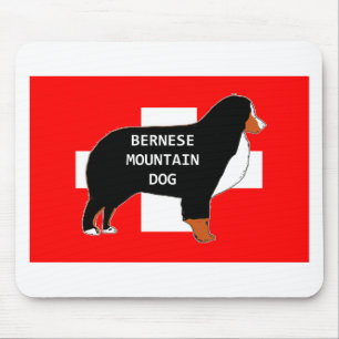 Bernese berghond naam silhouet op vlag roest. muismat