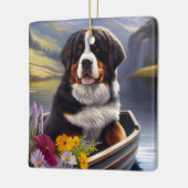 Bernese Berghond op een Peddel: Een Schitterend Av Keramisch Ornament (Links)