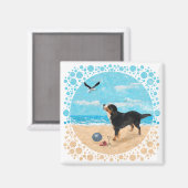 Bernese Berghond op het Strand Magneet (Voorkant / Achterkant)