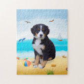 bernese berghond op strand legpuzzel (Verticaal)