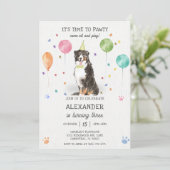 Bernese Berghond Pawty Puppy Verjaardag Roze  Kaart (Staand voorkant)