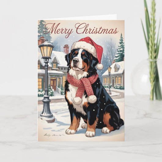 Bernese berghond persoonlijk Kerstmis Feestdagen Kaart (Voorkant)