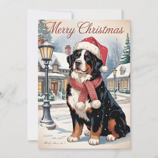 Bernese berghond persoonlijk Kerstmis Feestdagenkaart (Voorkant)