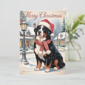 Bernese berghond persoonlijk Kerstmis Feestdagenkaart (Staand voorkant)