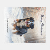 Bernese Berghond Persoonlijke Kerstdeken Fleece Deken (Voorkant (Horizontaal))