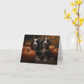 Bernese Berghond Puppy Herfst Plezier Pompoen Kaart (Gele Bloem)