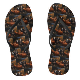 Bernese Berghond Puppy Herfst Plezier Pompoen Teenslippers
