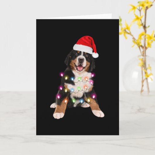 Bernese berghond puppy kerstcadeau kaart (Gele Bloem)