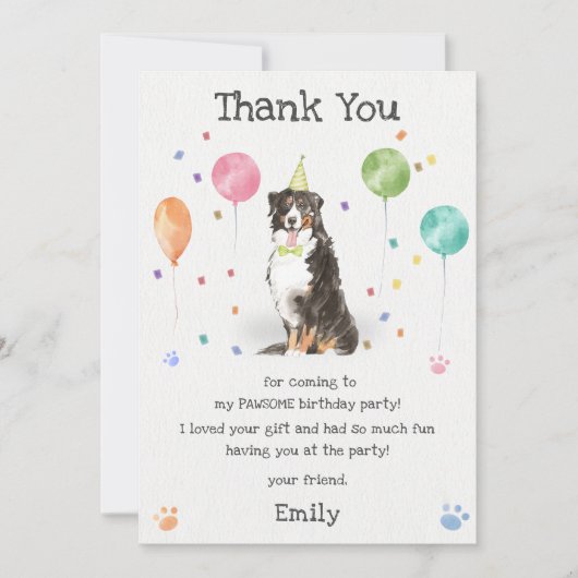 Bernese Berghond Puppy Verjaardag Dank Je Kaart (Voorkant)